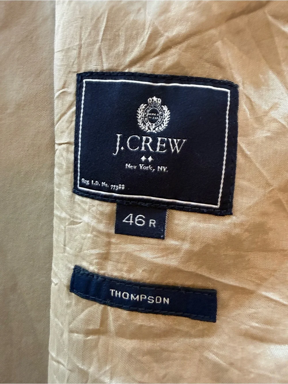 J. Crew Thompson Blazer Men’s Khaki Tan Cotton Casual Sports Coat Suit Jacket 46